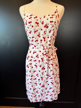 HVN Cherries White Lily 100% Silk Slip Mini Dress Size 10 - Like New - Rare!